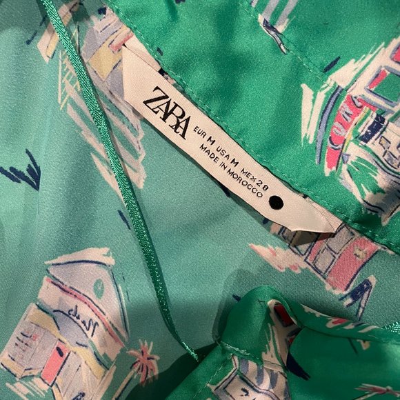 Zara Cropped Tie Front Top Size Medium - Picture 4 of 4